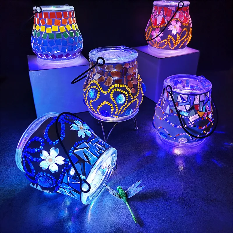 

DIY Mosaic Candle Holder Glass Mosaic Material Package Vase Handmade Parent-child Educational Toy Home Creative Birthday Gift