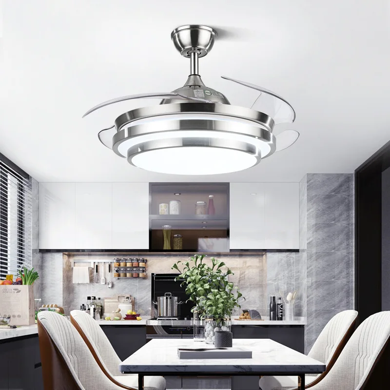 Frequency Conversion Fan Lamp Invisible Ceiling Fan Lights Dining Room Modern Minimalist Living Room Led Remote Control Bedroom