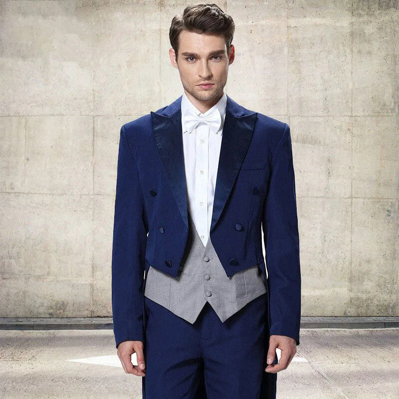 

Double Breasted Terno Elegant Wedding Tuxedo Suits For Men Peaked Lapel Three Piece Jacket Pants Vest Traje De Hombre Elegante