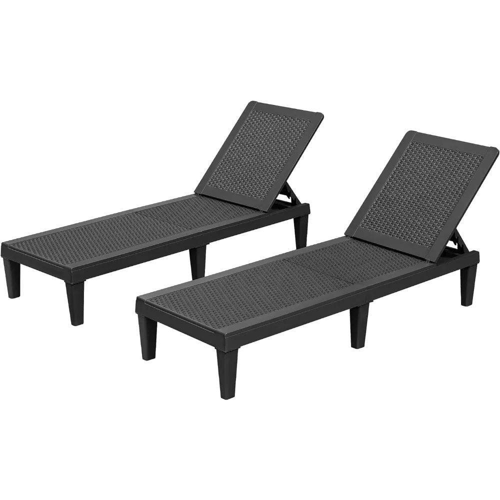 

Homall Outdoor Lounge Chairs Set of 2, Quick Assembly & Waterproof Patio Chaise Lounge with Adjustable Backrest for Poolside, Be