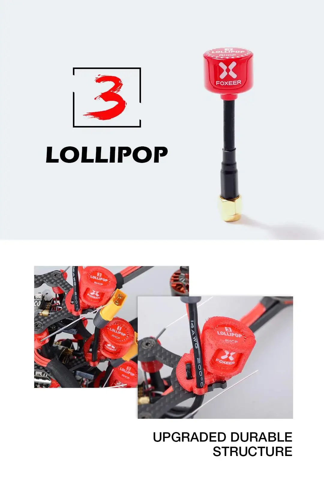 Original 1PCS Foxeer Lollipop 3 Antenna 5.8G 2.5Dbi TX RX RHCP FPV SMA RPSMA UFL Straight/Angle MMCX FPV Antenna For RC Drone