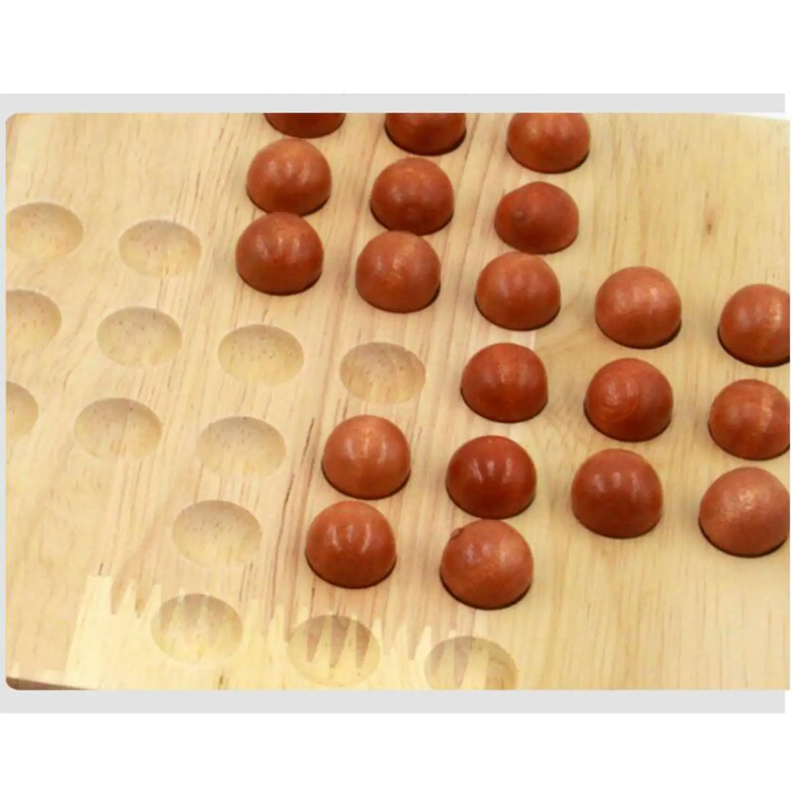 Wood Peg Solitaire Board Game with 33 Glass Balls Pegs for Adults Kids
