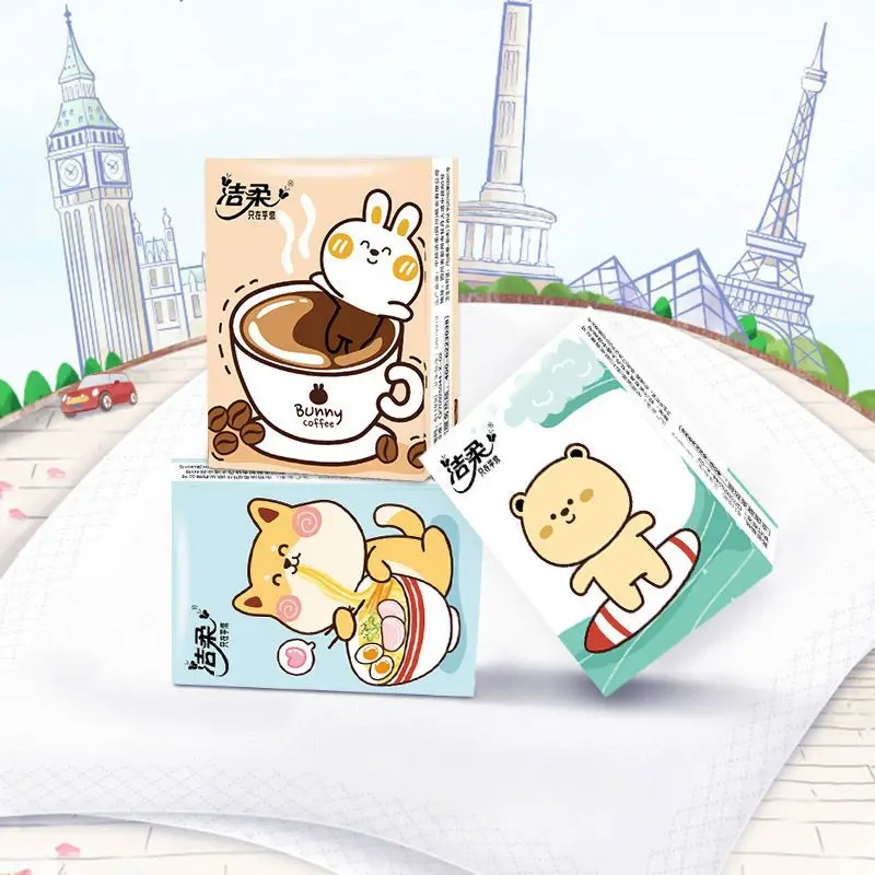 Cartoon Handkerchief Paper Small Package of Cute Three-layer Portable Napkins Can Be Wet Water Facial Tissues Napkins Decoupage