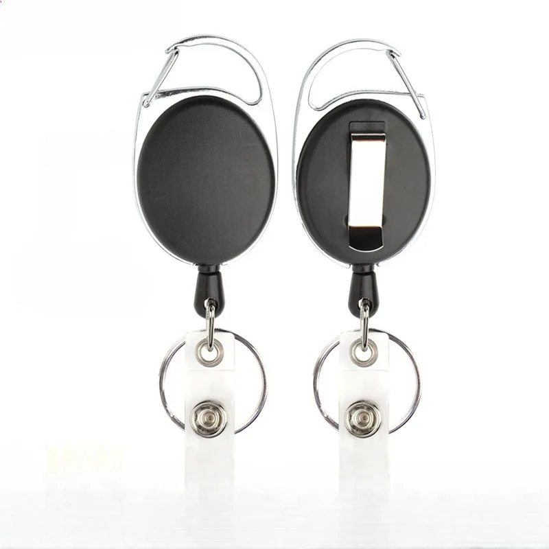 

Oval Retractable Badge Reel Keychain ID Tag Pass Work Card Cover Case Clip for Staff Badge Holder Working Permit Keychain