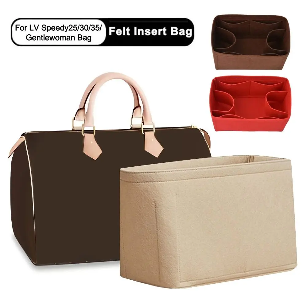 New Felt Insert Bag Large Capacity Multi-Pocket Handbag Organizer Inner Lining Bag for LV Speedy25/30/35/Gentlewoman Travel