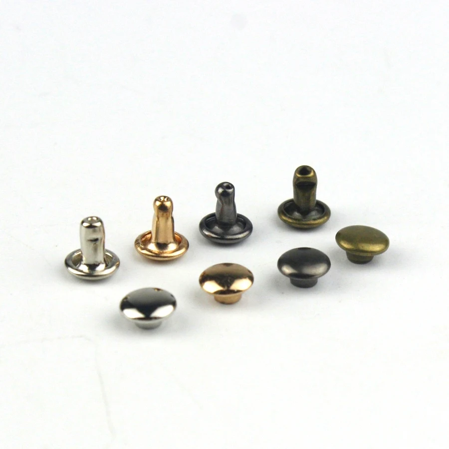 100sets 6mm 8mm Metal Double Cap Rivets Studs Round Rivet For DIY Leather Craft Bag Belt Garments Hat Shoes Pet Collar Decor