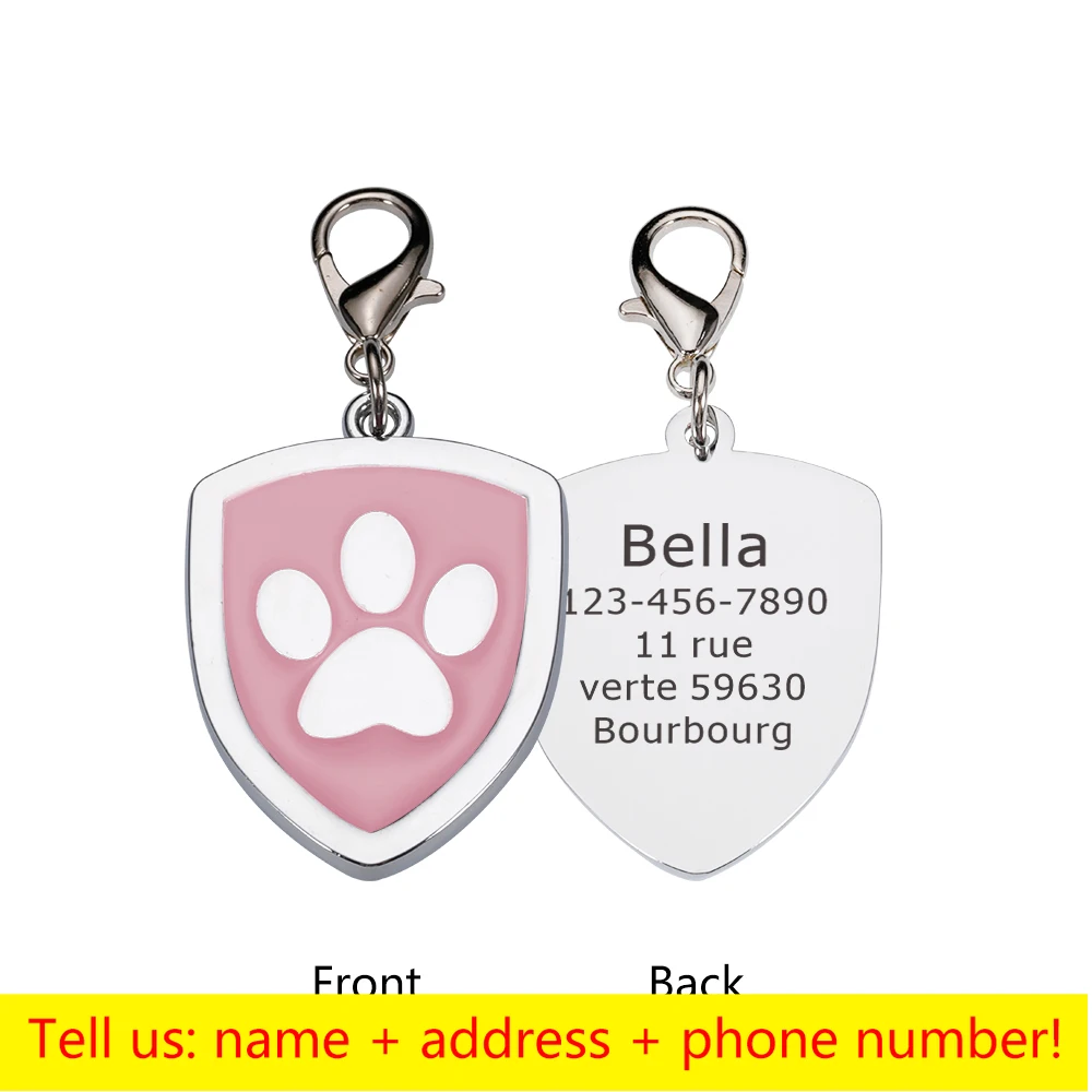 Personalized Pet ID Tag Cat Dog Collars Paw Plate Custom Name Number For Kitten Puppy Free Engraved Pet Accessories Dropshipping patpet dog training collar Dog Collars