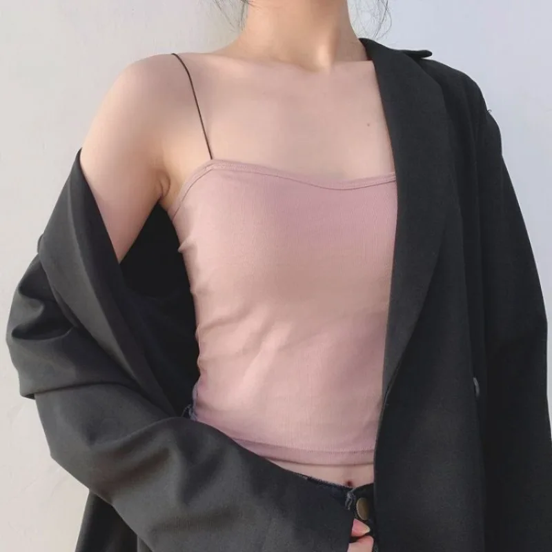 

Women's Camisole Vest Short Summer Outerwear Sexy with Chest Pad Without Steel Ring Ins Small Fresh and Beautiful Back