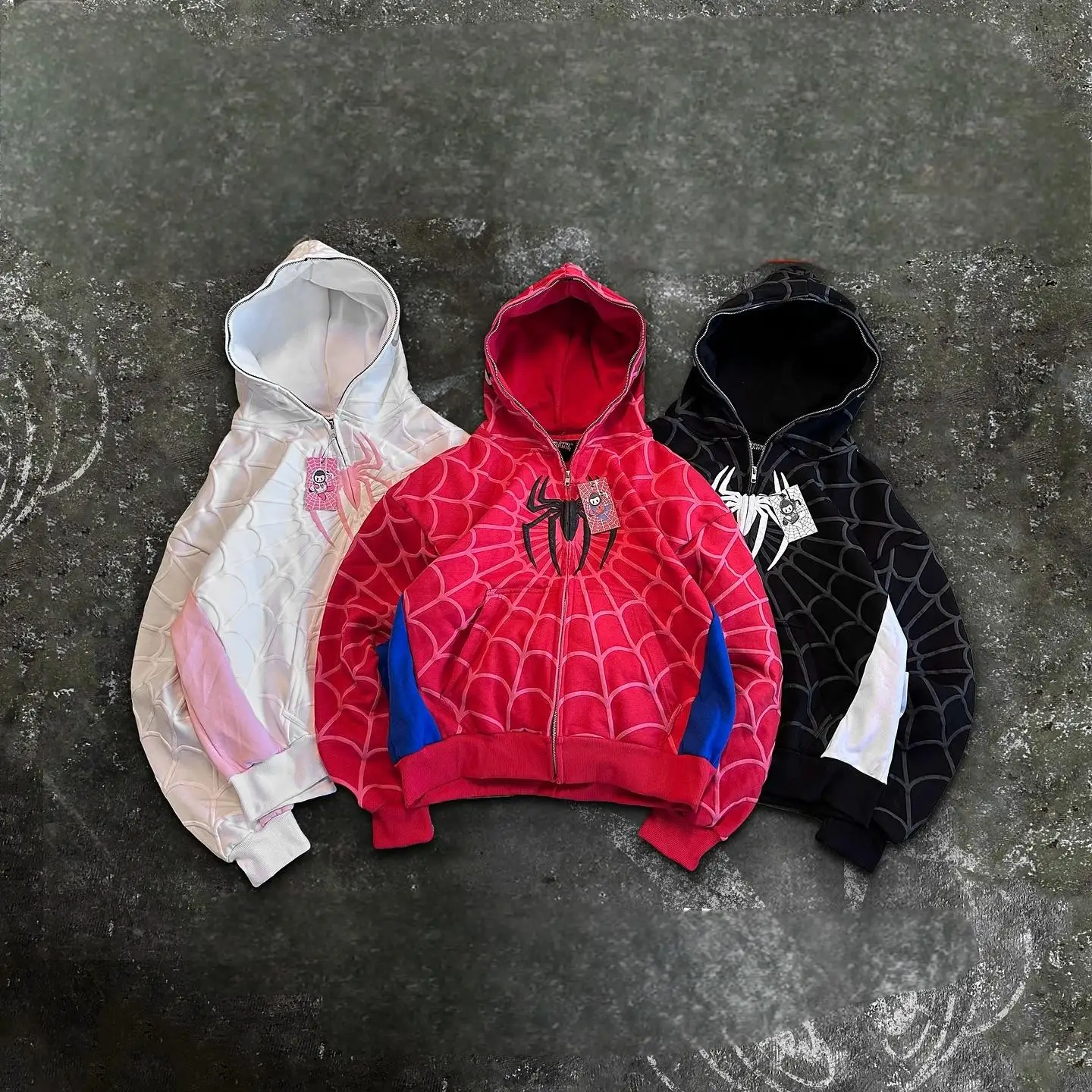 Gothic Spider Print Hooded Cardigan