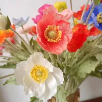 1PC 2PCS Best Quality 4 Heads Beautiful Artificial Poppy Silk Flowers Fake Plant Home Wedding Decoration Gift 3