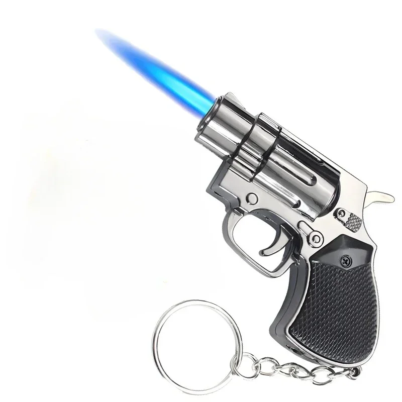 Windproof Adjustable Flame Gun Shape Jet Blue Flame Torch Lighter Refillable Butane Lighter For Cigar Gifts (Without Butane Gas) butane gas lighter cigarette lighter