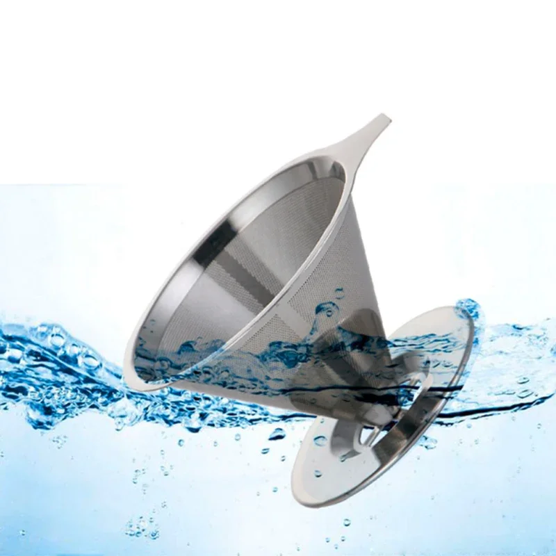 

Hot Sale Double Layer 304 Stainless Steel Coffee Filter Holder Pour Over Coffees Dripper Mesh Coffee Tea Filter Basket Tools