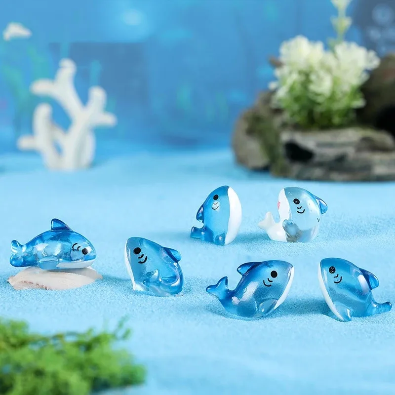 Resina Cute Shark Figurines, Fairy Ocean, ver ornamento em miniatura do jardim, artesanato DIY, micro paisagem, decoração de casa, 10pcs