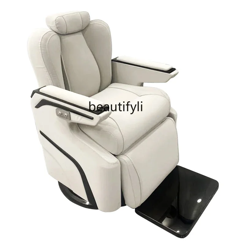 High-End Luxury Hair Care Chair for Hair Salon Smart USB Charging Lifting and Lowering Large Chassis Scraping Chair old fashioned solid wood men s lifting and lowering shaving chair hairdressing barber chair hot dyeing hair cutting chair