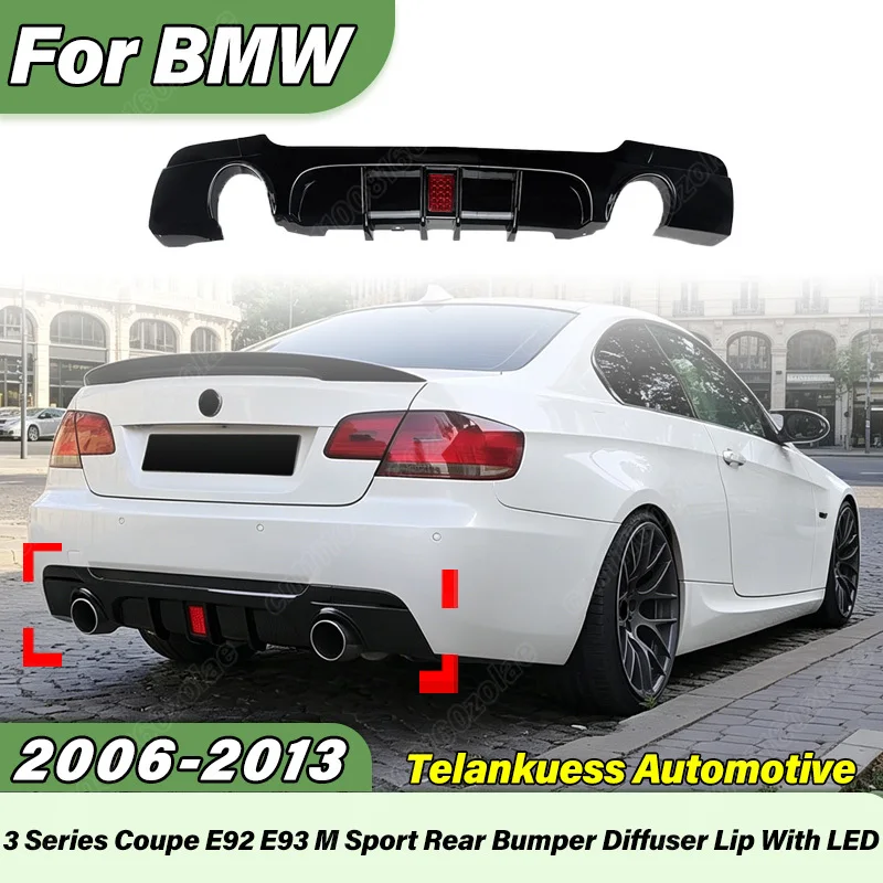 For BMW 3 Series Coupe E92 E93 M Sport 2006 2007 2008 2009 2010 2011 2012 2013 Car Rear Bumper Diffuser Body Modification Kit 1
