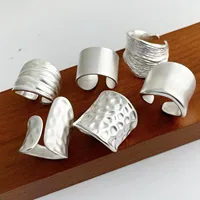 925 Sterling Silver Rings For Women Geometric Fine Jewelry Finger Adjustable Wide Sparkling Ring For Party Birthday Gift