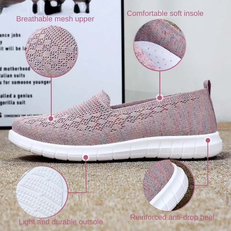 2024 Spring New Women's Shoes Flat Comfortable Cloth Shoes Breathable Soft Sole Large Size One Step Casual Shoes for Women