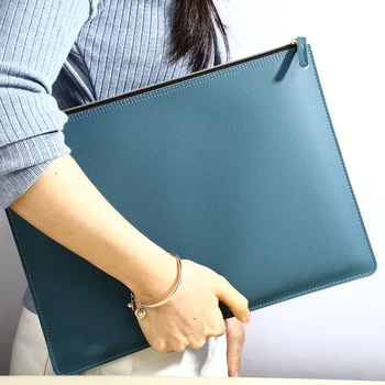 Cartella di file A4 da lavoro in pelle Borsa per documenti con cerniera Organizzatore di file per contatti Valigetta Portafoglio, Borsa per archiviazione di contatti/fatture