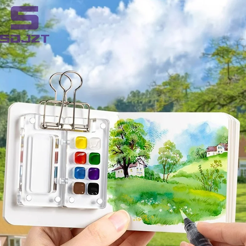 Empty Mini Acrylic Watercolor Palette Portable Paint Box Travel Painting Paint Tray Student Outing Art Painting Supplies
