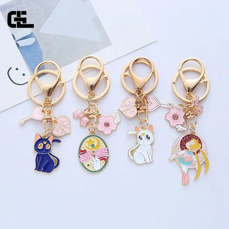 

Car Anime Keychain Sailor Moon Cute Keychains Schoolbag Pendant Tsukino Usagi Chaveiro Creative Charm Girl Birthday Gifts