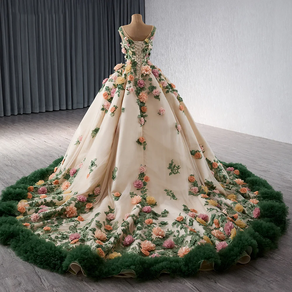 Luxury Champagne Prom Dresses Lace Appliques Elegant Formal O Neck Long Wedding Celebrity Evening Gowns New vestidos de noite 241067 2