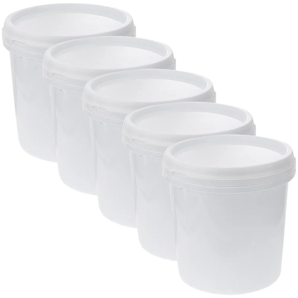 

5 Pcs Plastic Barrel Pink Paint Water Container Banquet Food Containers with Lids