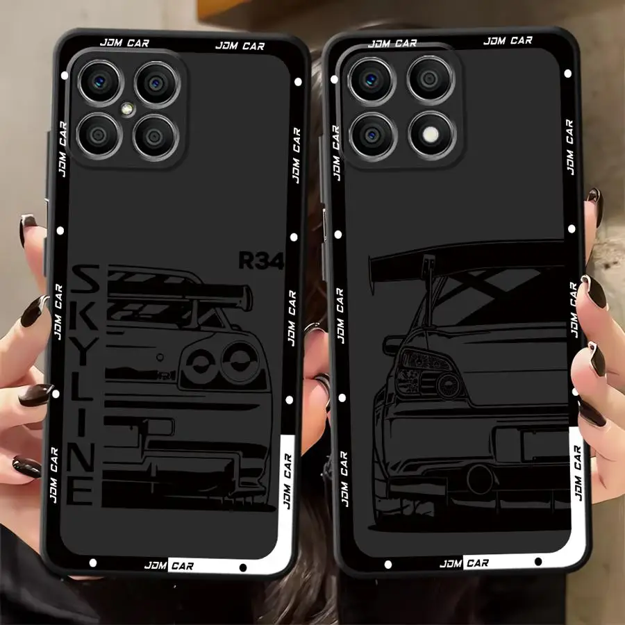 Japanese JDM Drift Car Black Soft Phone Cover Case