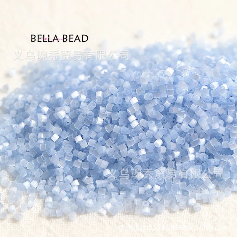 1.6mm 캣츠아이 브러쉬드 앤틱 비즈, 유리 반짝이 화이트 라이스 비즈, 수제 DIY 프랑스 자수 재료