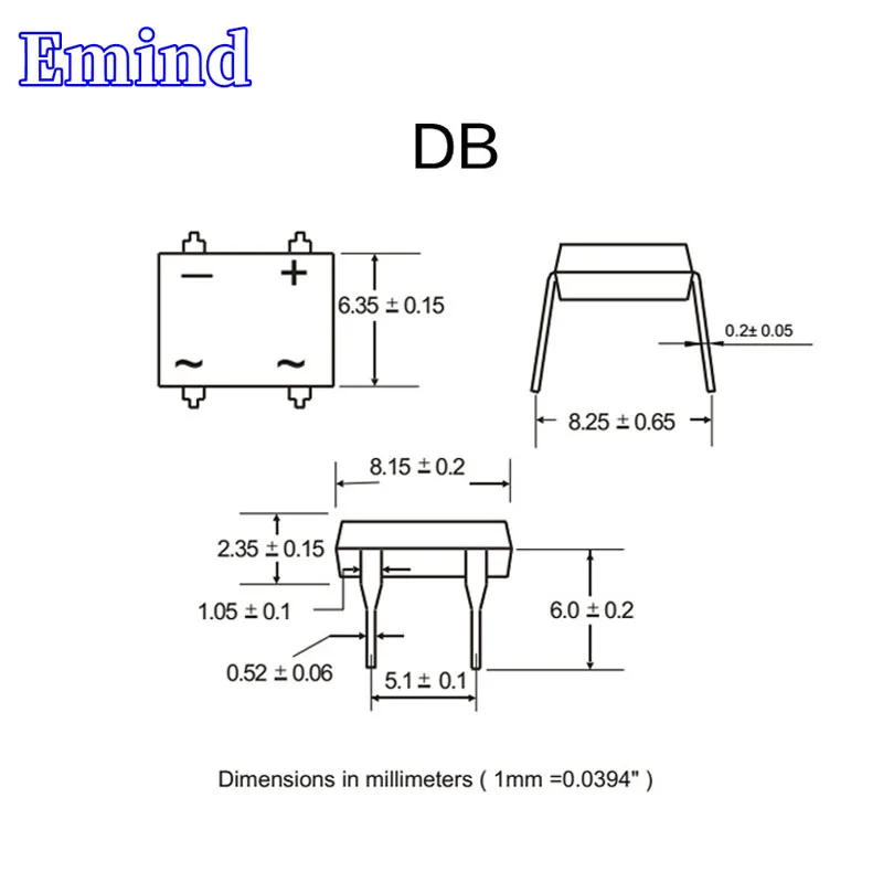 30/50Pcs DB207 DIP Bridge Rectifier DIP-4 Rectifier Bridge Stack 2A/1000V DB Footprint