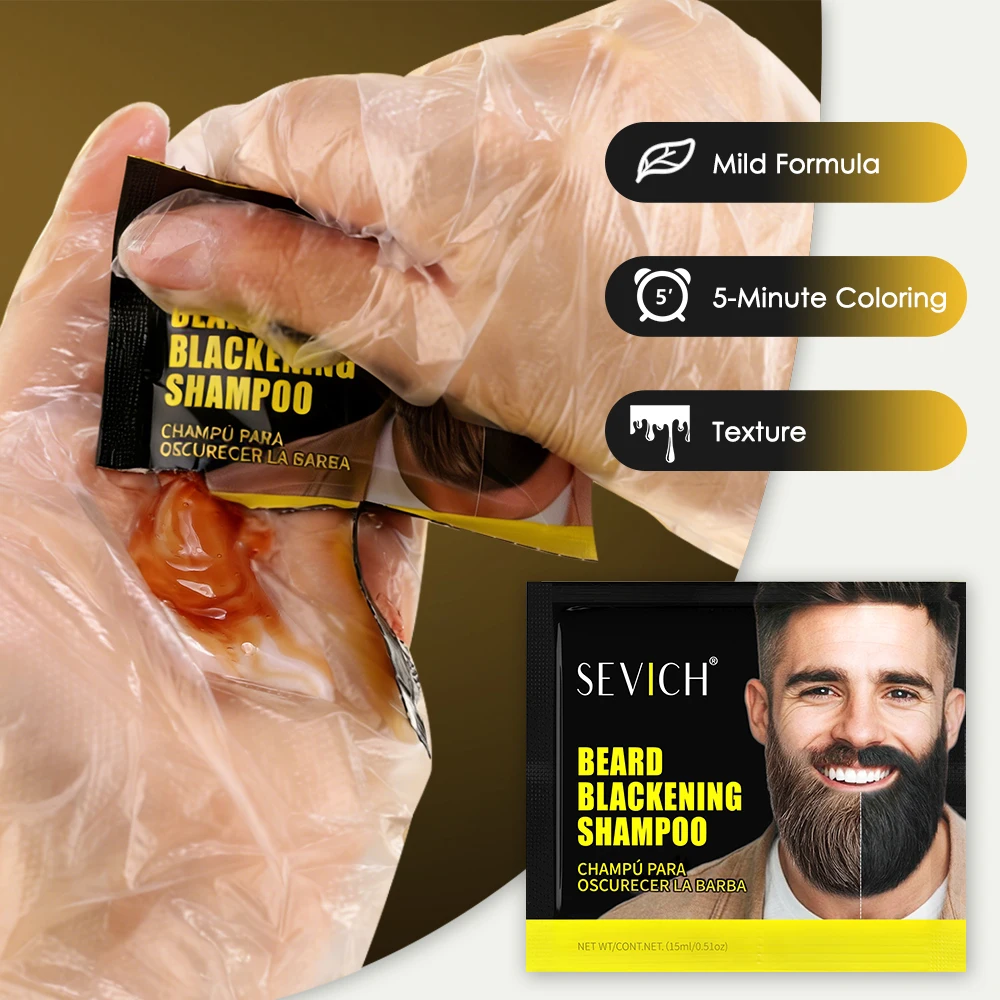 Natural Black Beard Dye Shampoo for Men Instant Hair Coloring