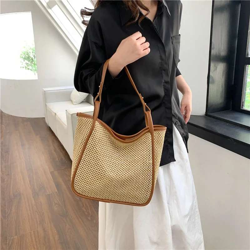 

High Quality Women's Bag New Hand Woven Beaded Buckle Fashionable Trend Beach Vacation Party Handbag Bolsas Para Mujeres 가방