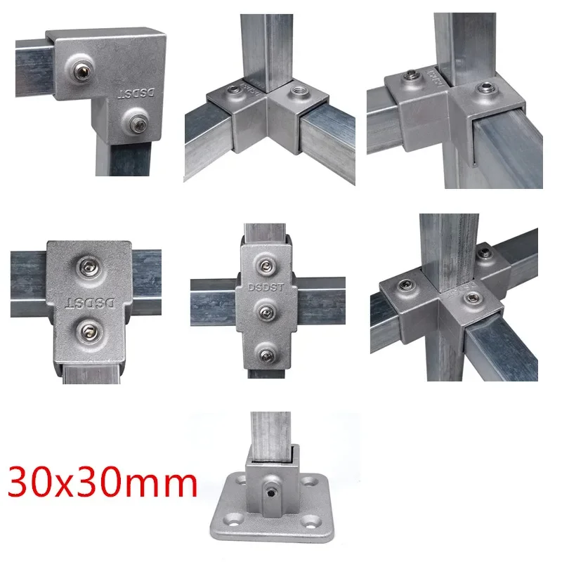 Square Tube Connection Piece 30x30mm Aluminum Alloy