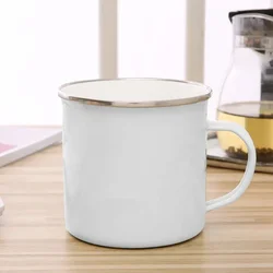 Women's Creative Mushroom Enamel Mug - Travel Tea & Coffee Cup with Handle, Perfect - 360ml (WHITE)