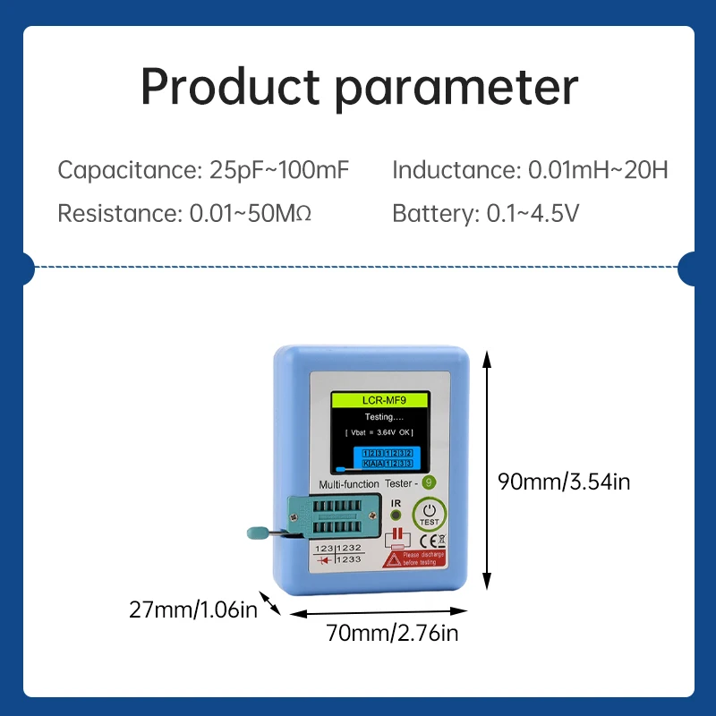 LCR-MF9 새로운 트랜지스터 테스터 TFT 다이오드 3극 커패시턴스 측정기 LCR ESR 미터 NPN PNP MOSFET IR 다기능 테스터 멀티미터