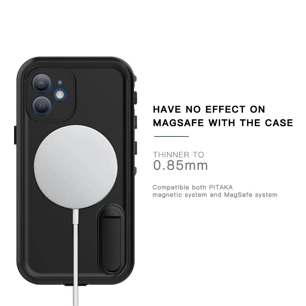 Shellbox IP68 Waterproof Msgsafe Case For iPhone 13 Pro Max 12 13 Pro Shockproof Heavy Duty Defender Rugged Cover with Kickstand