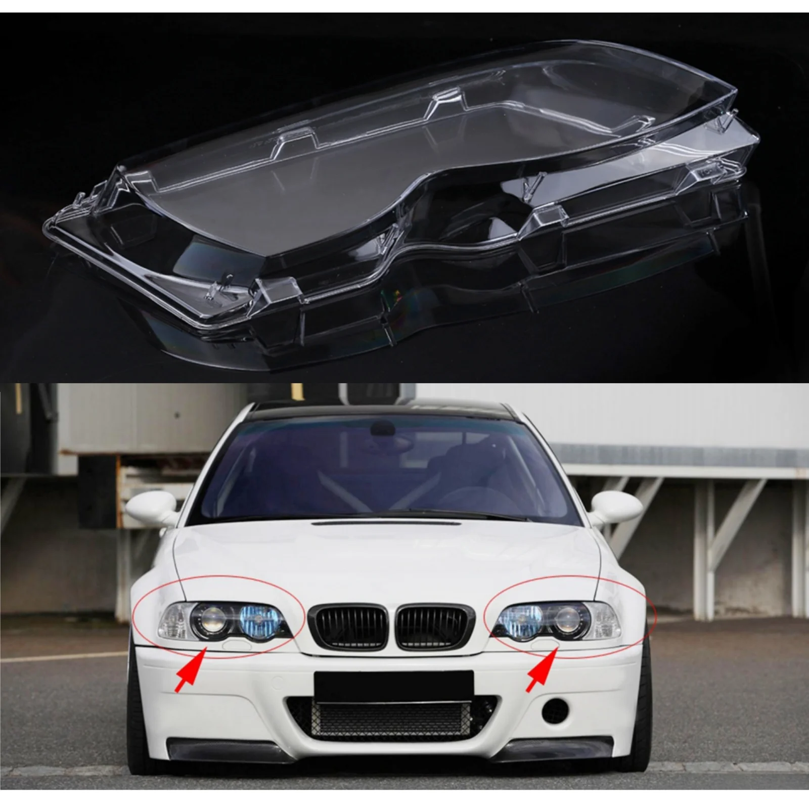 SOULONG Clear Lamp Cover 2 Pieces Headlight Lens Car Clear For 3 Series E46 01-05 Facelift 63126924043 63126924044