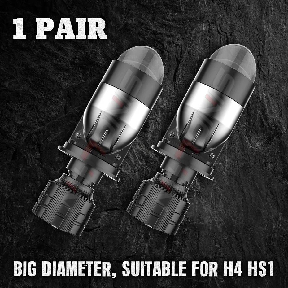 Mini Hyperboloid Bi-LED Projector Headlight Kit – H4/9003 – 120W 30000lm 6000K – Universal Retrofit (2 Bulbs)