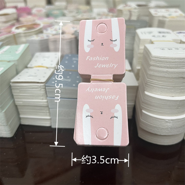 Kraft Paper Packing Tag Cards for Handmade Hair Jewelry Display Cute Bear Cat Face Stamp Paper Hairband Hanging Price Tag