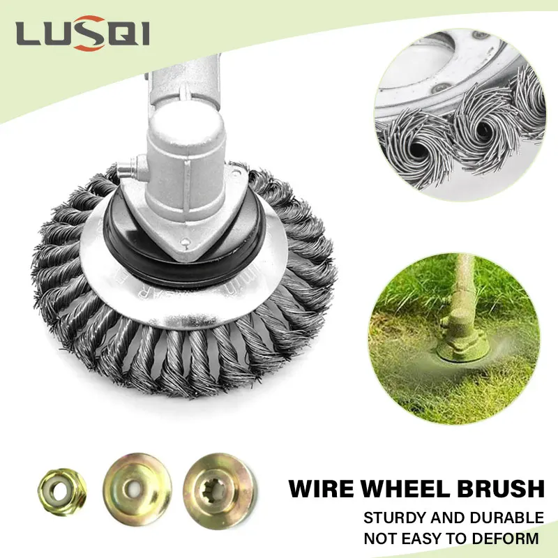 

LUSQI Wire Weeding Head Wheel Brush Rust And Moss Removal 6/8 Inches Garden Weed Brush Lawn Mover Trimmer For Garden Power Tool
