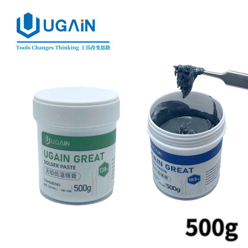 1-pz-ugain-500g-pasta-per-saldatura-pasta-di-stagno-138-℃-183-℃-punto-di-fusione-flusso-di-saldatura-pcb-smd-cpu-ic-bga-strumenti-di-riparazione-del-computer-cellulare