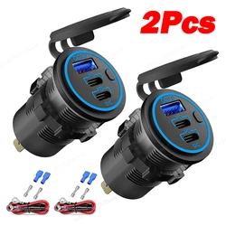Dual USB - C & Quick Charge 3.0 Car Charger with Power Switch (2 - Pack, 12V) (3Ports - 2P1Q - 2Pcs)