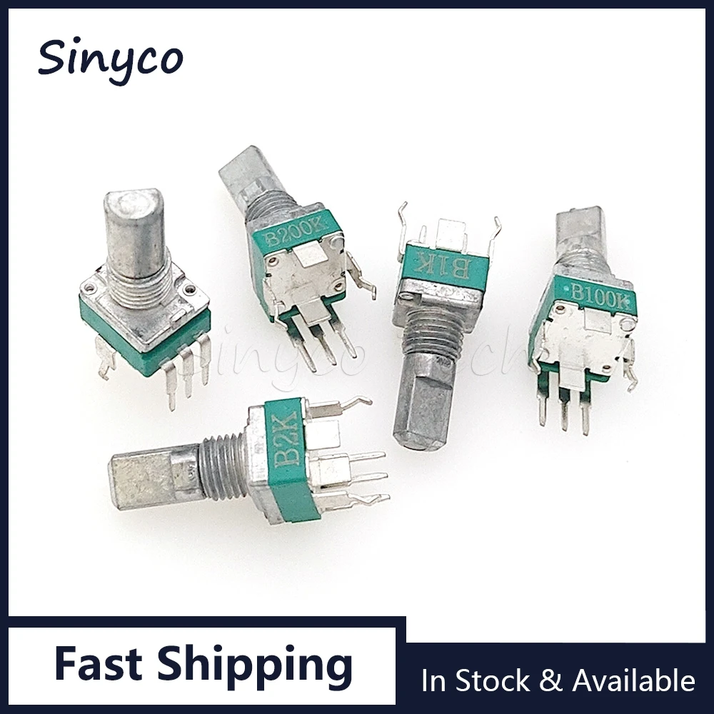 5PCS RK097 타입 단일 수직 3핀 B1K 2K 5K 10K 20K 50K 100K 200K 250K 500K 1M 밀폐형 포텐쇼미터 샤프트 길이 15mm