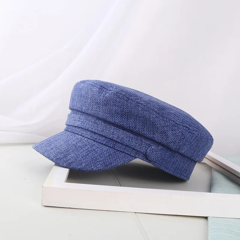 Military Hats Women Summer Linen Military Hat Autumn Sailor Hats for Women Men Flat Top Captain Cap Travel Cadet Hat Navy Caps flat cap,sailor hat,costume hat