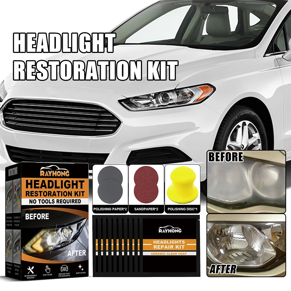 Headlight Cleaner Restorer Kit Clean Yellow Haze Scratch Off Headlamp Cover Scratch Remover for Car Taillight Headlight