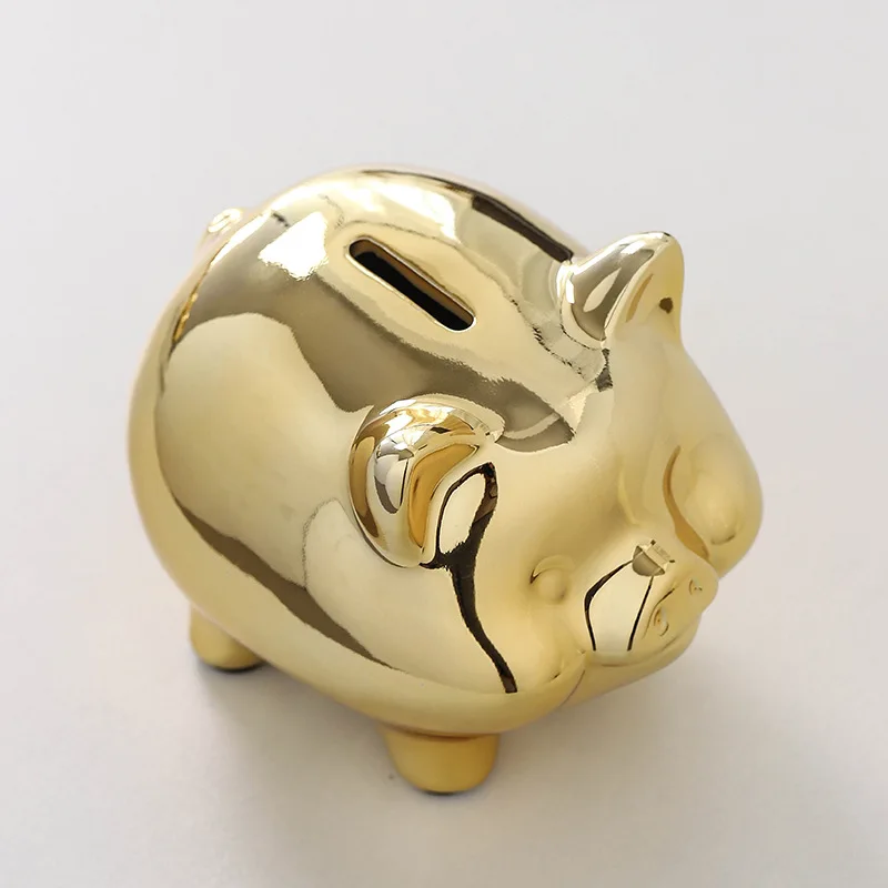 Nordic Style Ceramic Piggy Bank Ornaments. Golden Piggy Bank, Piggy Bank Ceramic Creative Gift Table Decorations Living Room 5