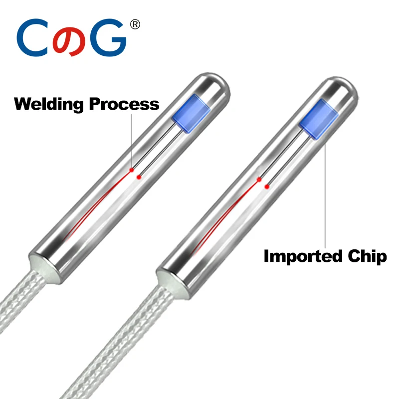 CG 5*30mm Probe Type Stainless Steel PT100 Temperature Sensor Thermocouple with 1/2/3/5m Waterproof High Precision 3 Wire Cable