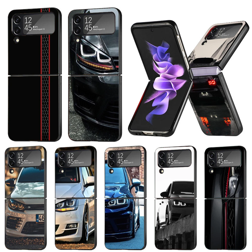 Sport Car Golf R 7 Custodia Rigida Per Pc Per Samsung Galaxy Z Flip4 Flip5 Cover Nera Z Flip 3 Custodia Antiurto Pieghevole Capas