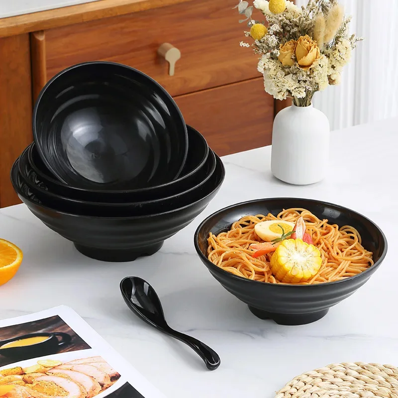 Black Striped Bowl Large Caliber Capacity High Temperature Resistance