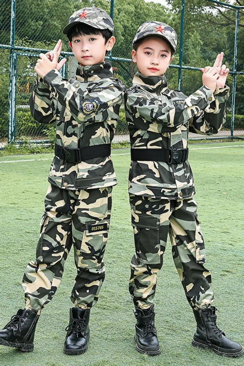Children's camouflage suit, primary school students' short sleeved military training clothes, police, soldiers, children's