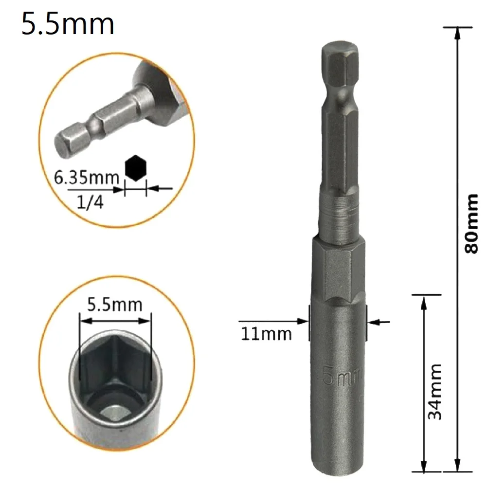 

Useful Hex Sockets Nut Driver Nut Driver Chrome Vanadium Steel HRC60 1/4\\\\\\\" Hex 80mm Length Drill Bits Impact